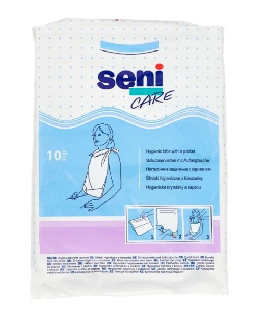 Нагрудник защитный SENI Care с карманом (материал-целлюлоза,пленка) №10
