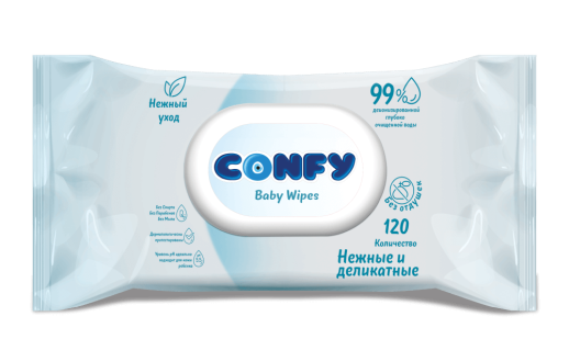 КОНФИ - Салфетки влажные Sensitive №120 с крышечкой