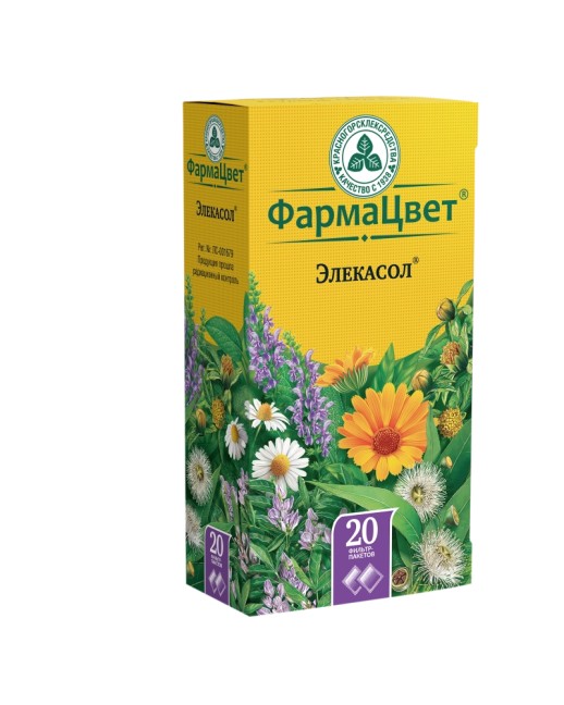 Элекасол сбор 2г №20 фильтр-пакетов (солодка,шалфей,ромашка,эвкалипт,календула,череда)