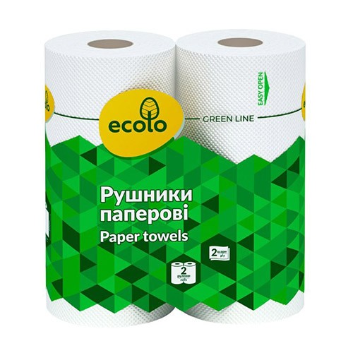Полотенце бумажное ECOLO №2 двухслойные