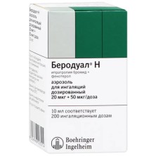 Беродуал Н 200 доз 10мл аэрозоль для ингаляций дозированный(ипратропия бромид+фенотерол)