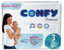 CONFY - Подгузники детские Premium Midi 3 №70 (4-9кг)