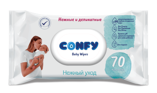 КОНФИ - Салфетки влажные Sensitive №70 с крышечкой