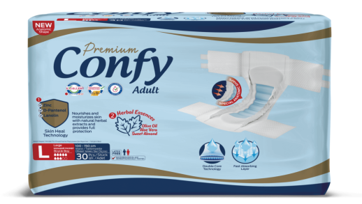 КОНФИ - Подгузники для взрослых Premium Adult №30 (размер-L) талия: 100-150 см 8 капель