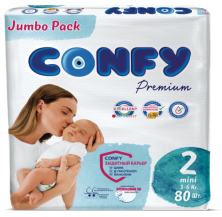 CONFY - Подгузники детские Premium Mini 2 №80 (3-6кг)