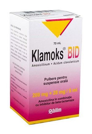 Кламокс BID 200/28мг 70мл сусп. (амоксициллин+клавулановая к-та)
