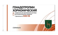 Гонадотропин хорионич. 5000ЕД №5 + р-ль NaCl 0,9% 1мл №5