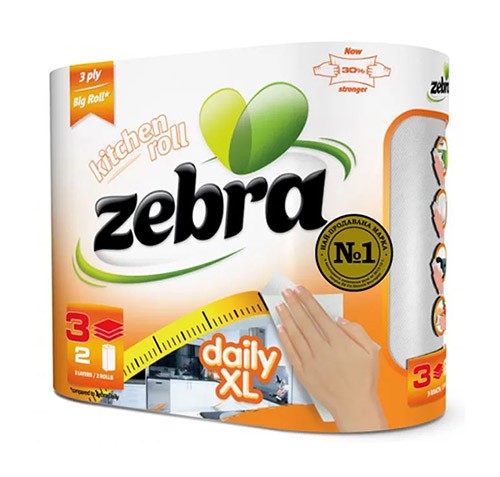 Полотенце бумажное Zebra Daily XL №2 (3х-слойная)
