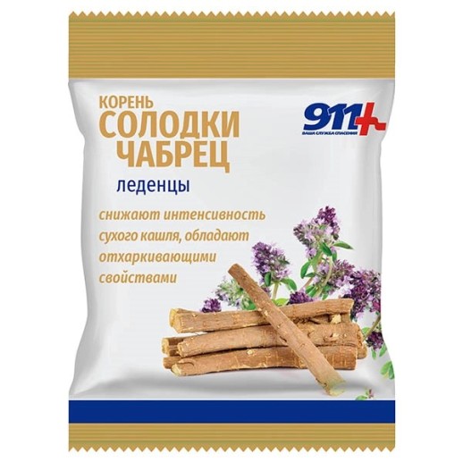 911 Леденцы Корень солодки, чабрец с витамином С 50г
