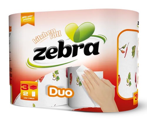 Полотенце бумажное Zebra DUO №2 (3х-слойная)