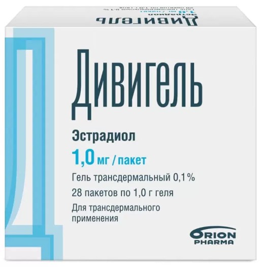 Дивигель 1г №28 пакетов гель наружный (Эстрадиол) противоклимактерическое эстрогенное ср-во