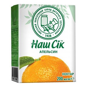 Сок НАШ СОК Нектар Апельсин 0,2л
