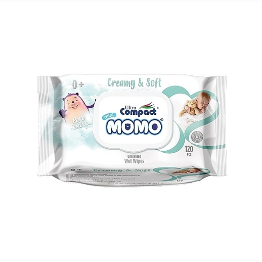 Салфетки влажные Ultra compact №120 MINI MOMO Крем Soft Детские с крышечкой +Детские палочки №60