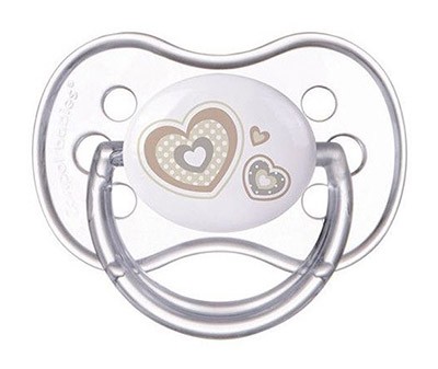 CANPOL - Пустышка силиконовая А круглая Бежевые Сердечки