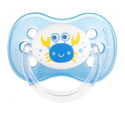 CANPOL - Пустышка силиконовая А круглая Голубой Крабик