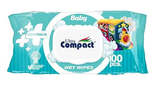 Салфетки влажные Ultra compact №100 Экопак Детские с крышечкой