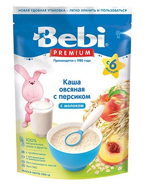 Bebi каша молочная Овсянка-персик (200г)