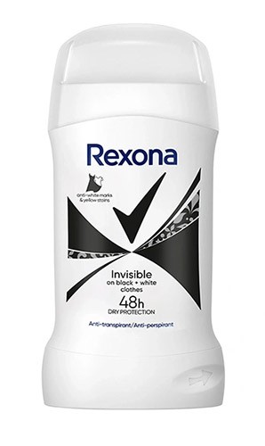 Дезодорант REXONA стик женский 40мл Invisible Black+White