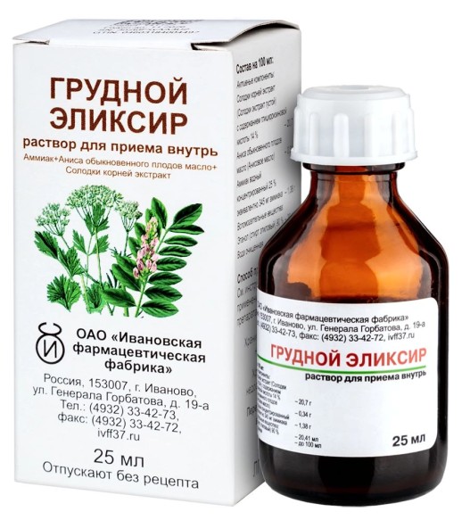 Грудной эликсир 25мл (эк-т солодки,масло анисовое,аммиак водный)
