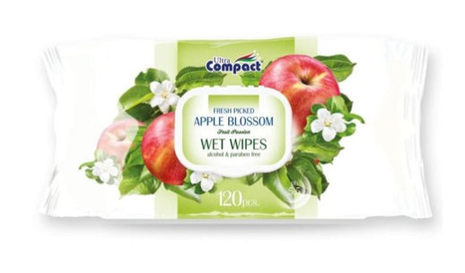 Салфетки влажные Ultra compact №120 Яблочный Цвет с крышечкой