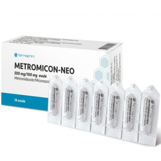 Метромикон-Нео №14 супп. ваг., пессарии (Миконазол 100мг + Метронидазол 500мг)