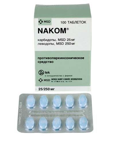 Наком 250мг/25мг №100 таб (Леводопа + Карбидопа)