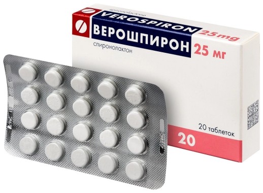 Верошпирон 25мг №20 таб. (Спиронолактон)