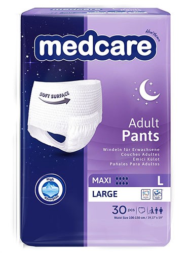 Подгузники - трусики MEDCARE ADULT PANT MAXI LARGE 3 №30 (100-150cм)