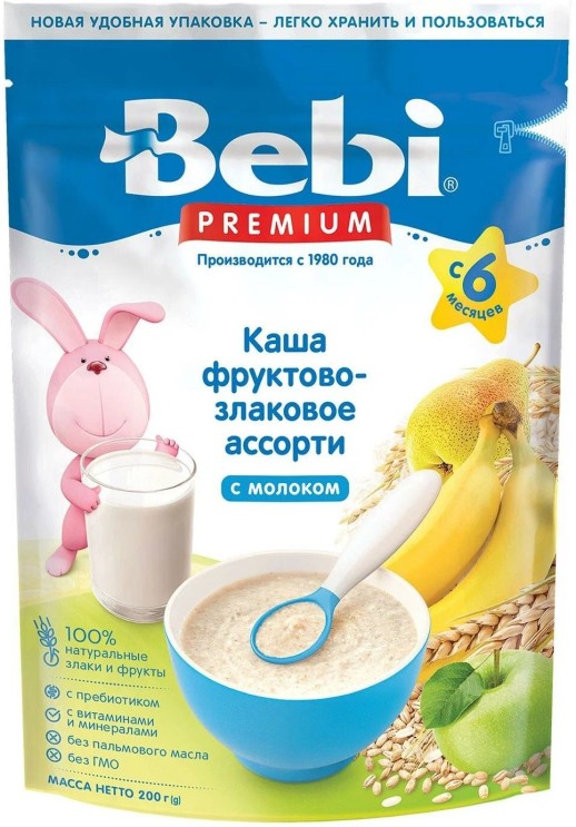 Bebi каша молочная фруктово-злаковое ассорти 200г