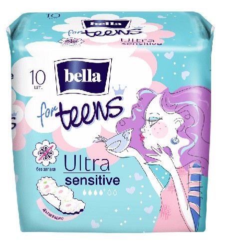 Прокладки Белла критич.PERFECTA for Teens Ultra Sensitive №10 (4 капли) Голубая