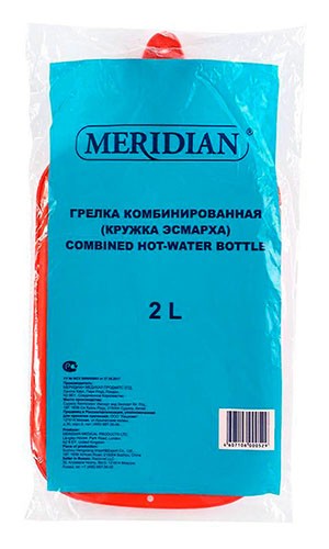 Грелка резиновая Meridian 1,5л комб. (Кружка Эсмарха)