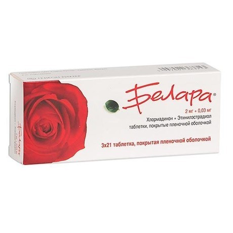 Белара 2мг/0,03мг №21 таб. (Хлормадинона ацетат + Этинилэстрадиол) Контрацептив