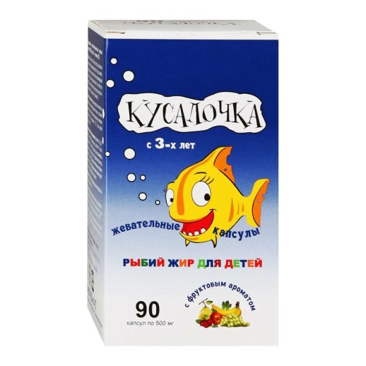 Рыбий жир Детский Кусалочка 500мг №90 капс.жеват.с Фруктовым ароматом