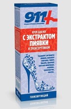 911 Тонизирующий с экстрактом Пиявки и Троксерутином гель-бальзам для ног 85мл