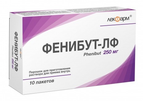 Фенибут ЛФ 250мг №10 пор. для пригот. р-ра д/приема внутрь (ноотропное ср-во)