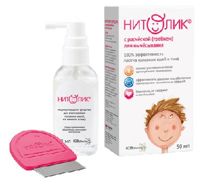 Нитолик 50мл противопедикулезное ср-во (в комплекте с гребнем и насадкой-распылителем)