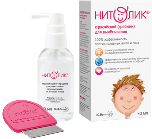 Нитолик 50мл противопедикулезное ср-во (в комплекте с гребнем и насадкой-распылителем)