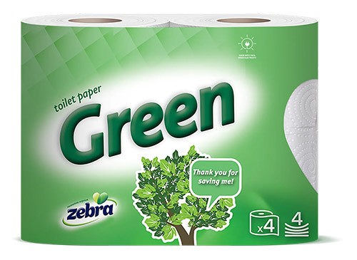 Туалетная бумага Zebra Green 4-х слойная №4 рулона