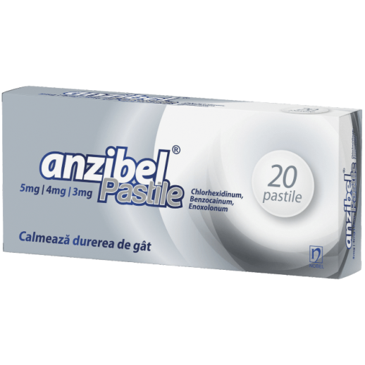 Анзибел пастилки для рассасывания №20 (хлоргексидин+бензокаин+эноксолон)