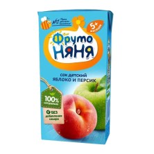 Сок ФрутоНяня Яблоко/персик 200мл