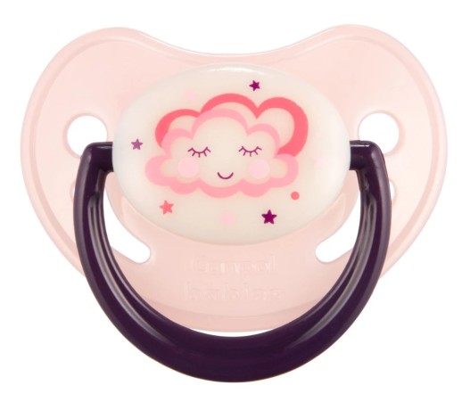 CANPOL - Пустышка силиконовая В ортодонтическая Розовое Облачко светится в темноте