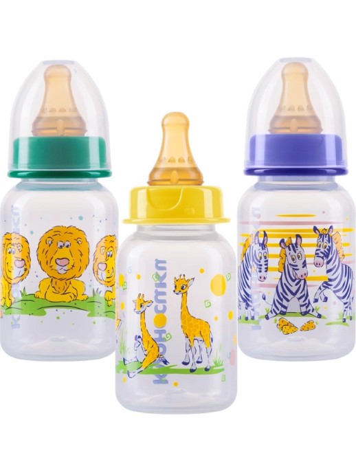 Бутылочка Курносики 125мл с латексной соской от 0+мес.(11085)