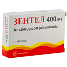 Зентел 400мг №1 таб.(Альбендазол) антигельминтное ср-во
