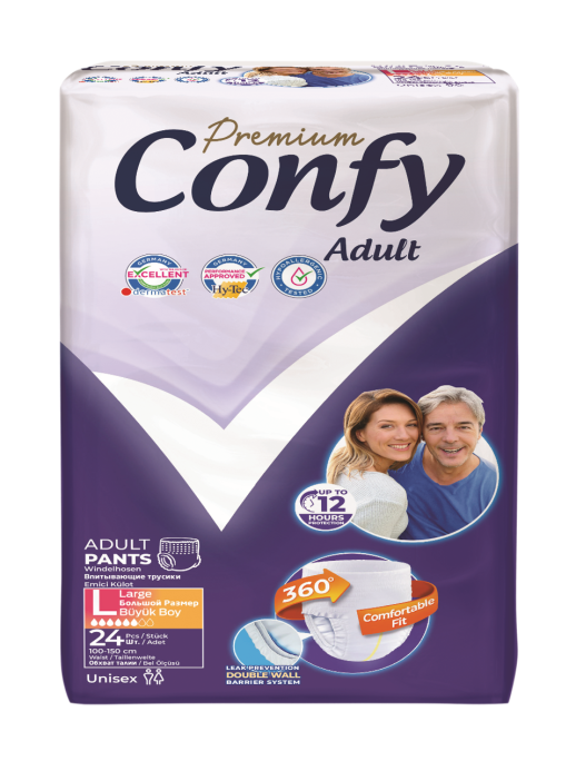 КОНФИ - Трусики впитывающие для взрослых Premium Adult №24 (размер-L) талия: 100-150 см 6 кап.