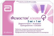 Фемостон Конти 1/5мг №28 таб. (Эстрадиол 1мг, Дидрогестерон 5мг) заместит.гормональная терапия