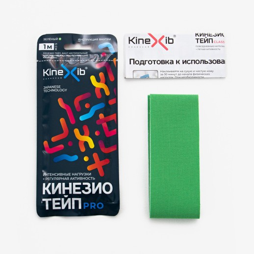 Бинт адгезивный (Кинезио-Тейп) 1м х 5см восстанавливающий нестерильный (зеленый)