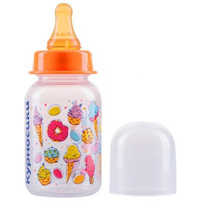 Бутылочка Курносики 125мл с латексной соской медленный поток от 0+мес.(11002)