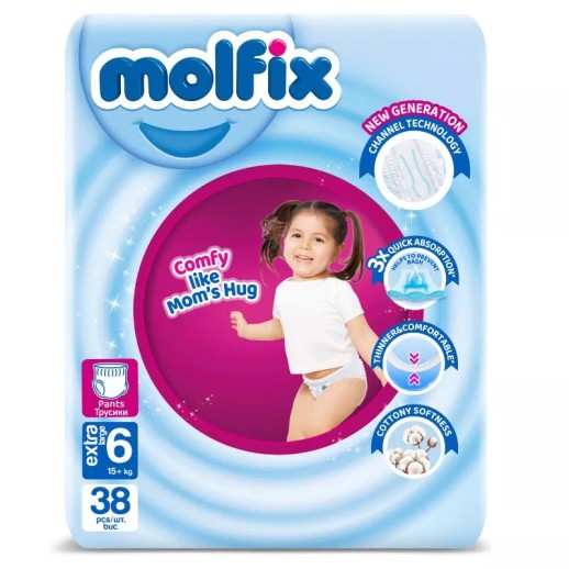 Подгузники Молфикс Comfort ДЖАМБОпак 6 №38 Экстра Лардж