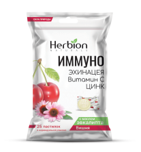 Иммуно Эхинацея,вит.С, Zn Herbion №25 пастилки со вкусом Вишни, с маслом эвкалипта