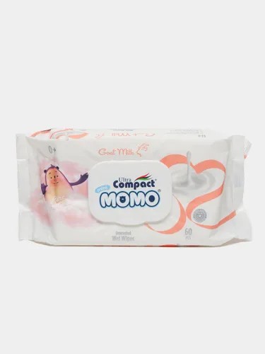 Салфетки влажные Ultra compact №60 MINI MOMO Milk Детские с крышечкой